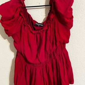 Scarlet Darkness Ruched Peasant Off the Shoulder Blouse Renaissance Festival